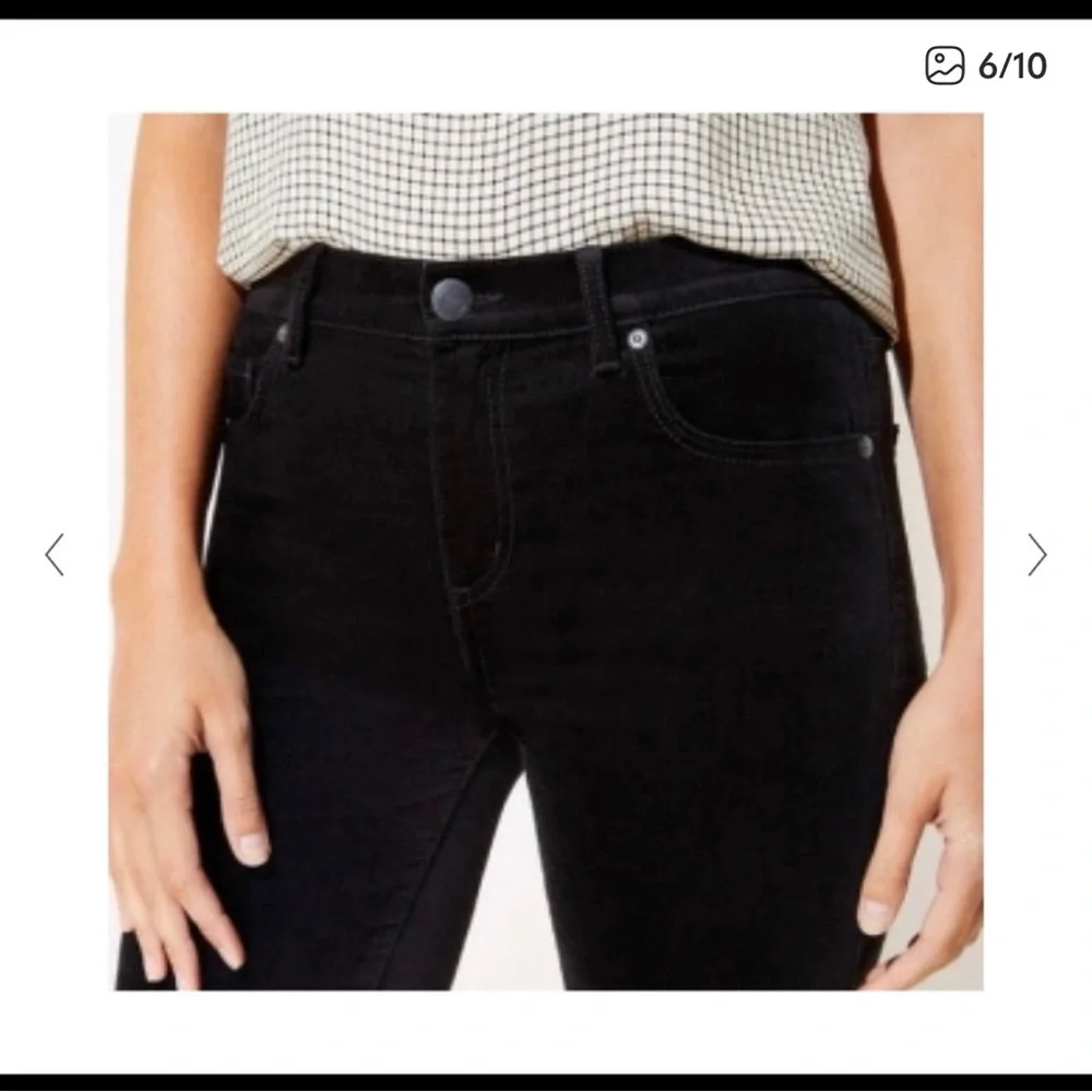 LOFT Black Velvet Slim Fit Pants - Picture 8 of 16